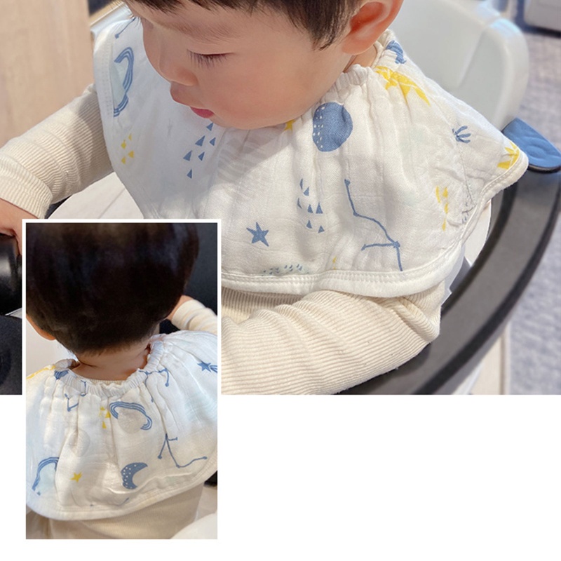 Yếm Ăn Cotton Xoay 360 Độ Thoáng Khí In Họa Tiết Hoạt Hình Đáng Yêu Cho Bé
