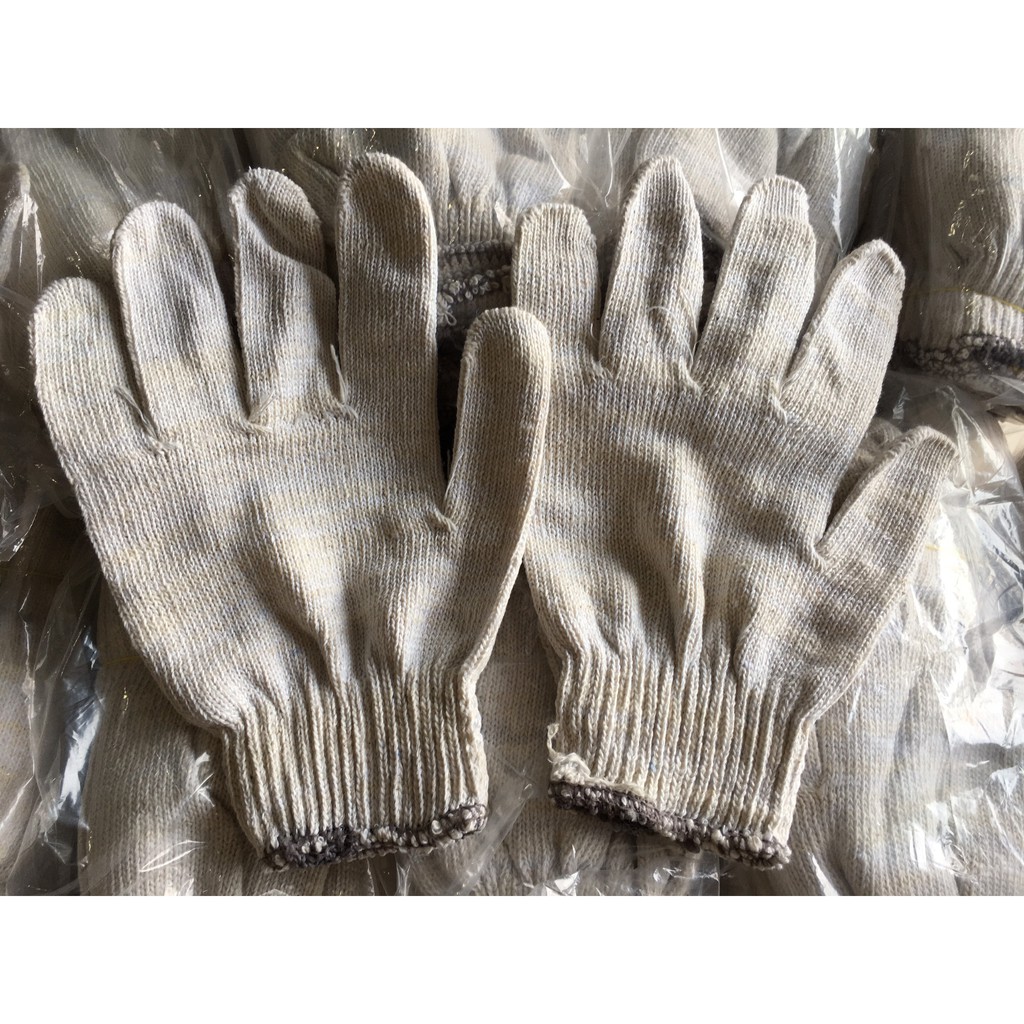 10 ĐÔI Găng tay bảo hộ lao động sợi len 50g ôm sát, chống trượt, thao tác linh hoạt, găng tay len trắng-loại dày
