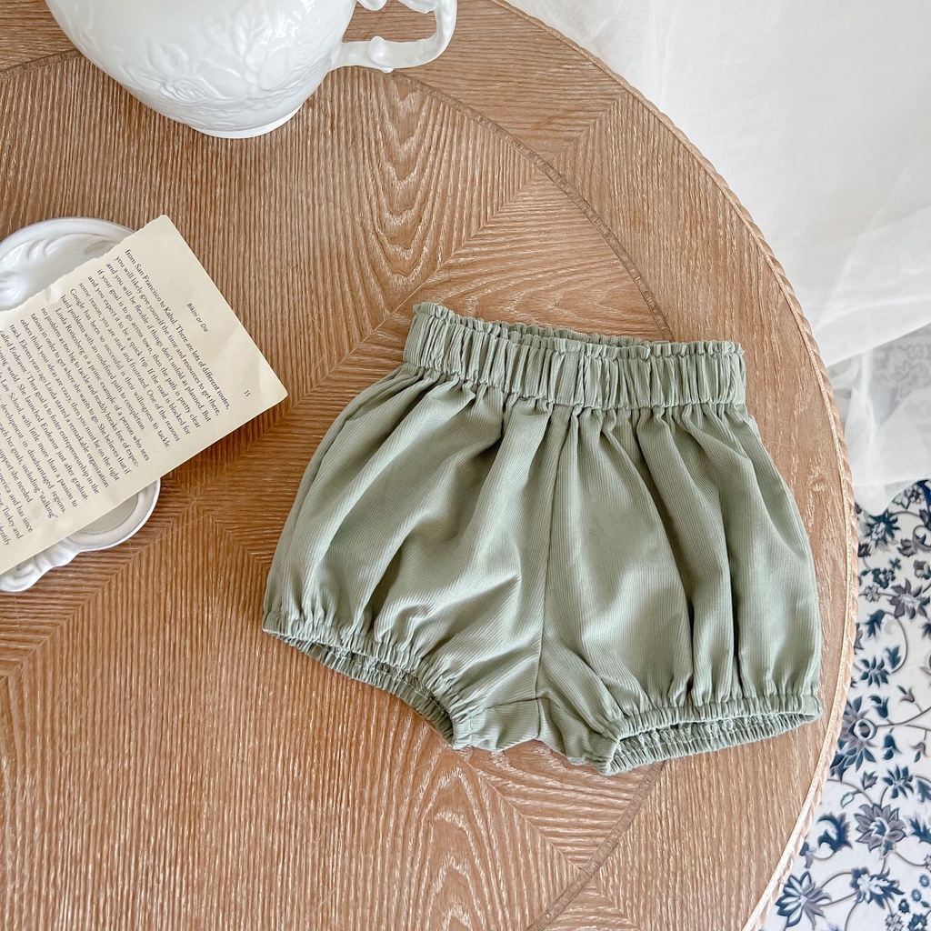 Bộ Áo Sơ Mi Tay Dài + Quần Short Màu Trơn Đơn Giản Thời Trang Cho Bé Gái 2313