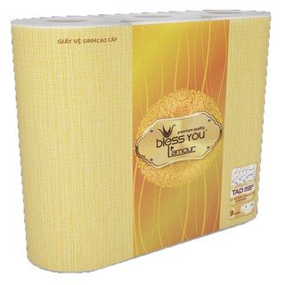 Giấy Vệ Sinh Bless You L'Amour (9 Cuộn X 3 Lớp)