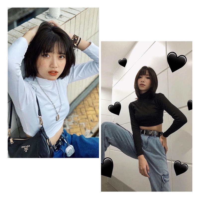 ÁO CROPTOP CỔ LỌ TAY DÀI [GEMI SHOP]