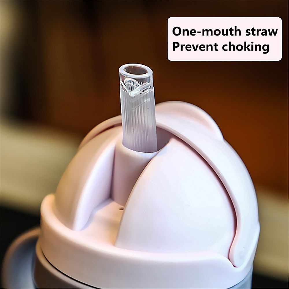 Bình nước có tay cầm và ống hút dung tích 250ml họa tiết hoạt hình dành cho bé