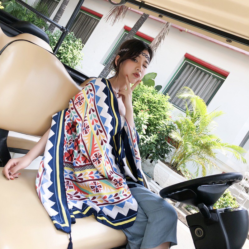 Khăn choàng boho đi biển họa tiết thổ cẩm nhiều màu - Mã VS039