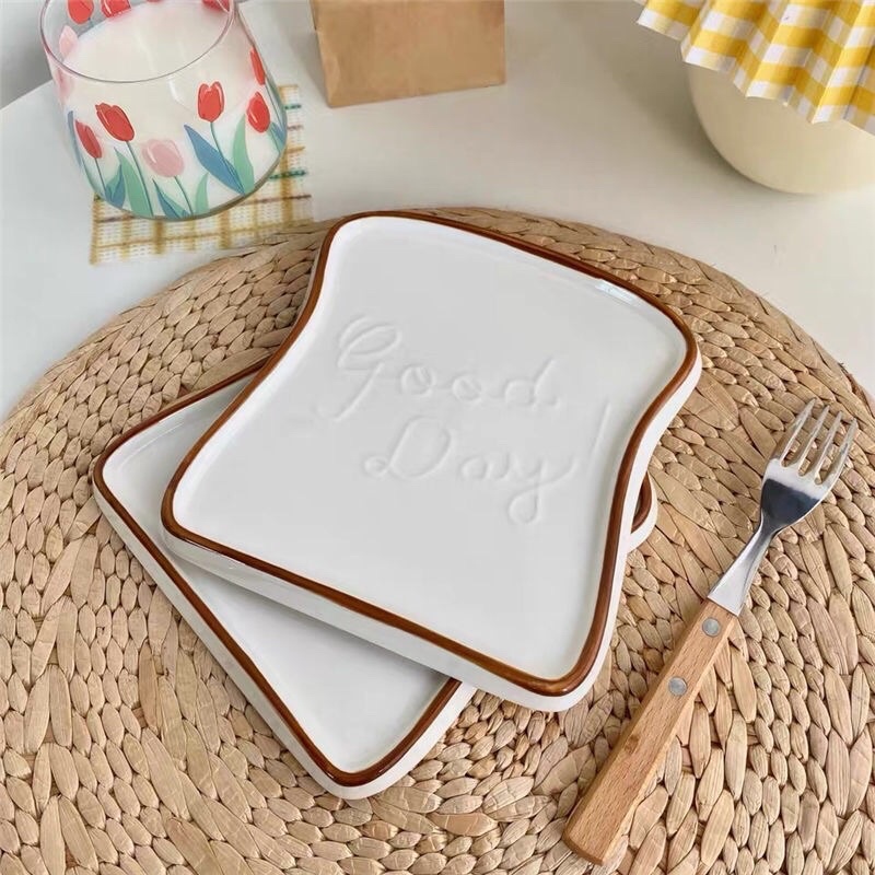 Đĩa sứ decor hình bánh mỳ sanwich siêu dễ thương