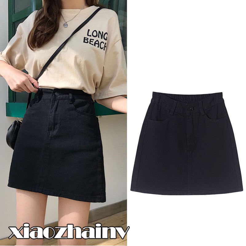 Váy denim chữ A lưng cao Xiaozhainv | BigBuy360 - bigbuy360.vn