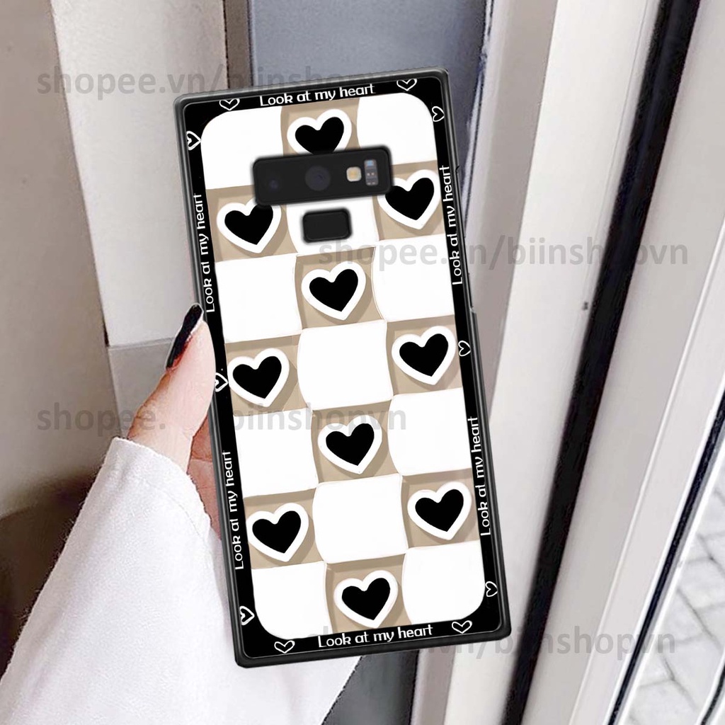 Ốp Samsung Note 9 caro trái tim nhiều màu sắc, đầy cá tính, khẳng định phong cách