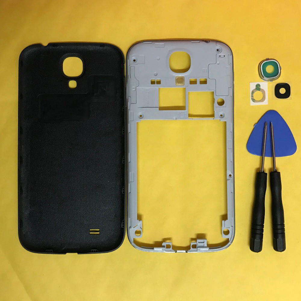 For Samsung Galaxy S4 I9500 I9505 I337 I545 L720 R970 M919 Phone Housing Middle Frame Case + Back Battery Cover + Camera