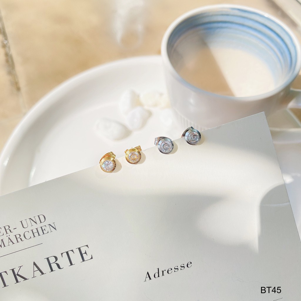 Bông Tai Titan Đính Xoàn Không Hen GỈ -Thời Trang