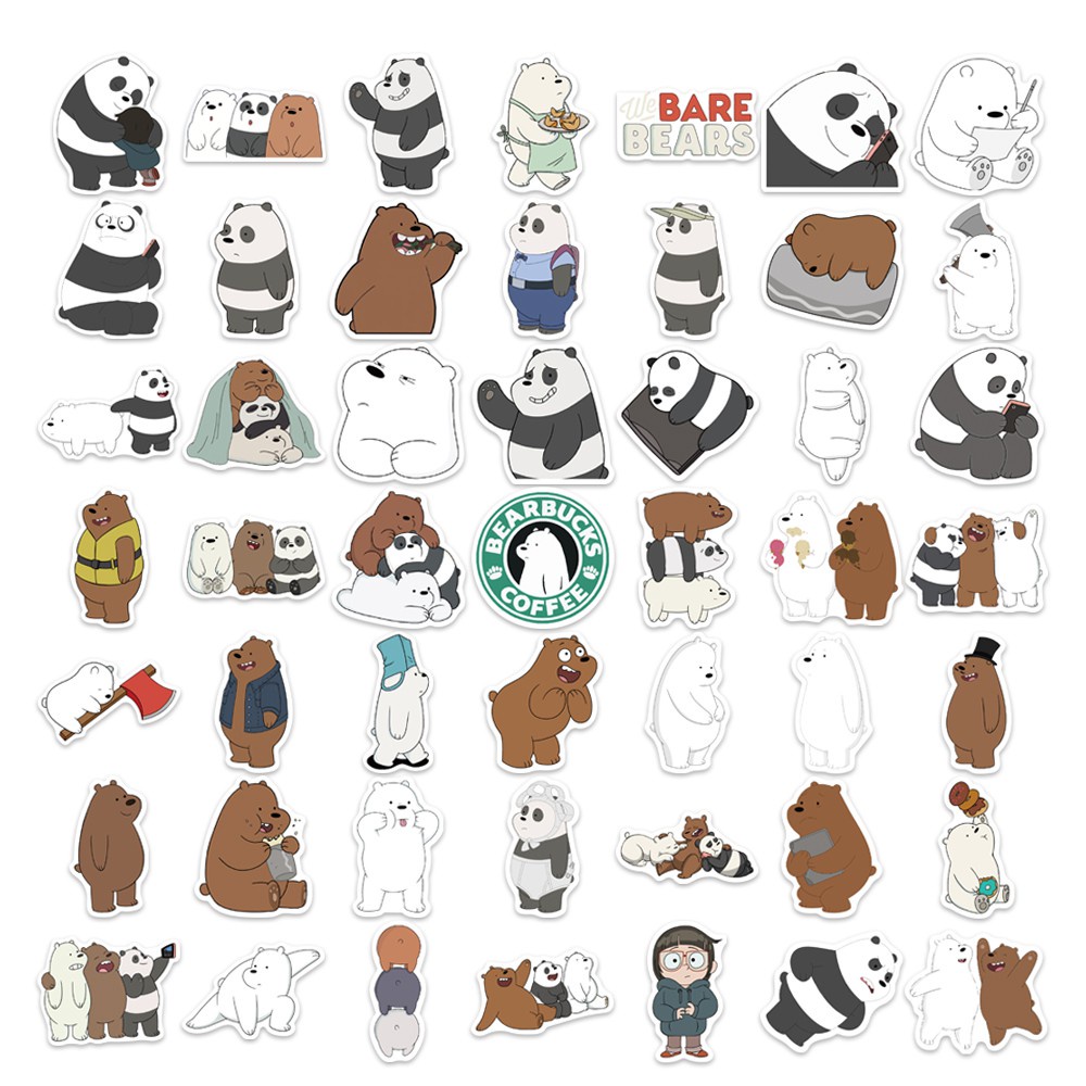 50 Miếng dán hình gấu dễ thương chống thấm nước độc đáo trang trí điện thoại / ván trượt