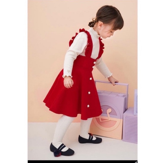 Set Váy Tiểu Thư Jelispoon Bé Gái Xuất Hàn Dư Xịn, Set Váy Thu Đông Bé Gái Xuất Hàn size 100-150
