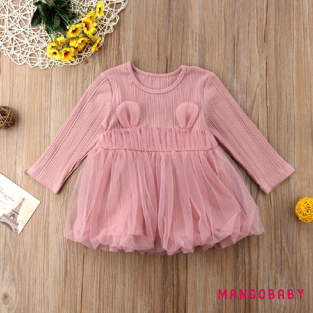 Đầm Công Chúa Tay Dài Dễ Thương Cho Bé Gái