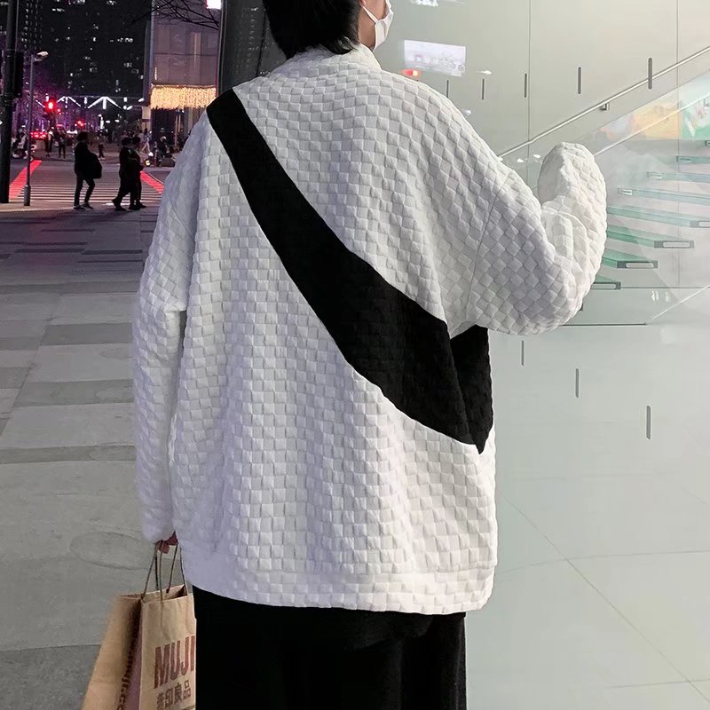 Áo Khoác cardigan Cổ Đứng Tay Dài Dáng Rộng Có Khóa Kéo Phong Cách Hàn Quốc Thời Trang Cho Nam Và Nữ