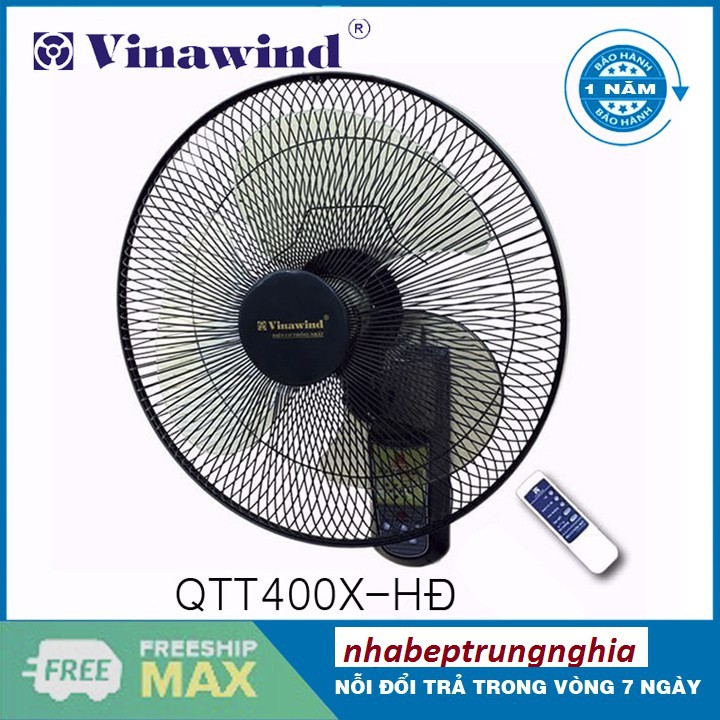 Quạt treo tường có điều khiển Vinawind QTT400X-HD sải cánh 400 - Điện Cơ Thống Nhất