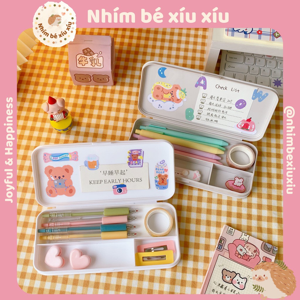 [KÈM STICKER] Hộp bút nhựa trơn màu pastel phong cách Hàn Quốc VT132