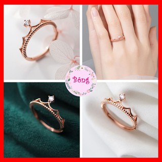 [N02] Nhẫn bạc 925 Vương miện Hình kim cương nhân tạo độc đáo