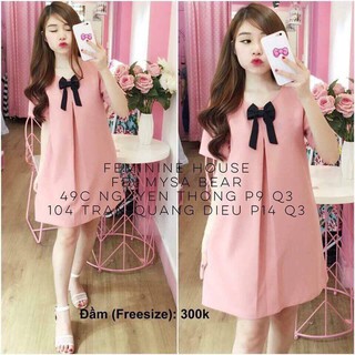 đầm bầu xếp ly đính nơ