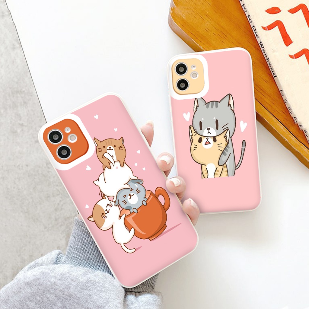 Ốp iphone mèo cute CAT Ốp mèo nền hồng siêu yêu cho 6s/6plus/7/7plus/8plus/x/xsmax/11/11promax/12/13pro/promax