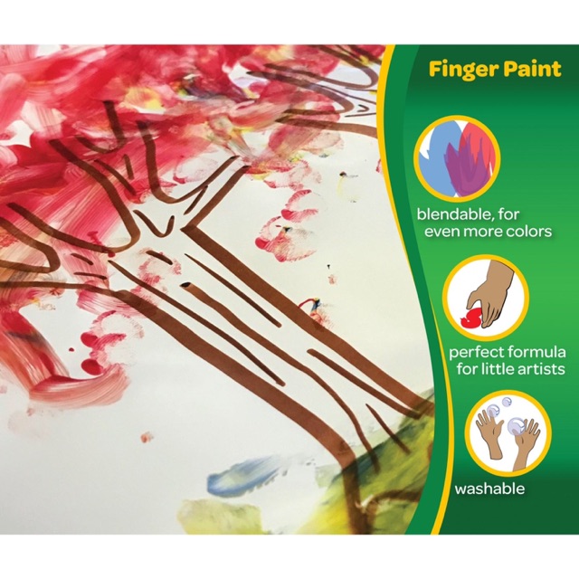 BỘ 3 MÀU (CAM, TÍM, XANH LÁ) SƠN BẰNG TAY (RỬA ĐƯỢC) CRAYOLA WASHABLE FINGERPAINT (236ml/LỌ)