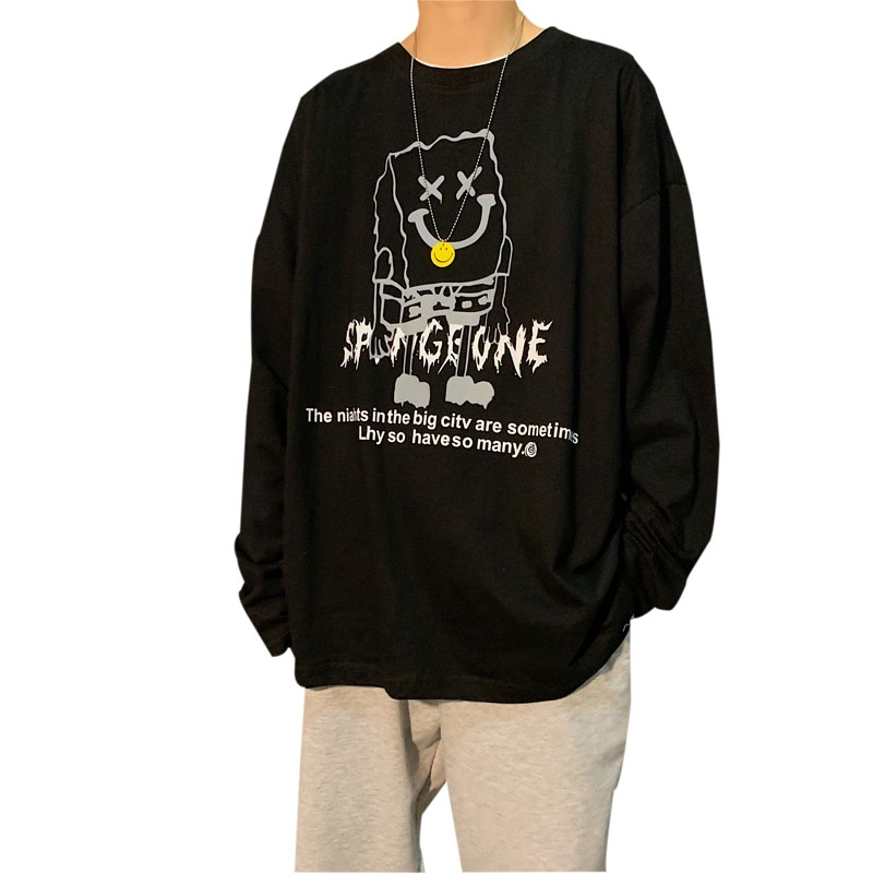 Áo thun tay dài in họa tiết hoạt hình phong cách Nhật Bản thời trang với 3 màu lựa chọn (M-5XL)