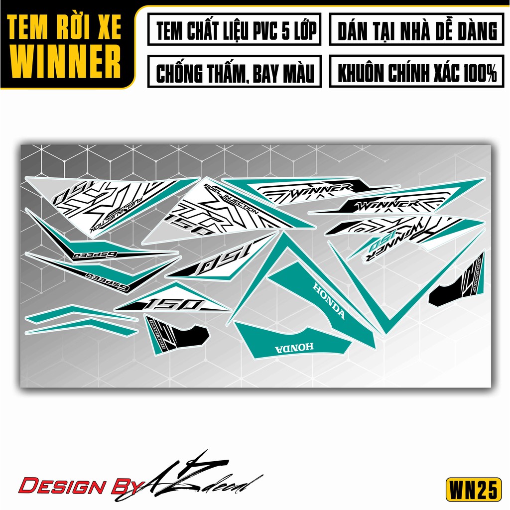 Tem Chế Xe Winner 150 Mẫu GTR New | 2WN25 | Tem Rời Xe Máy Winner V1 PVC Chất Liệu Chống Nước, Bền Màu