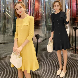 Đầm cho con bú - đầm sau sinh - Dáng suông đuôi cá - Chất len - Khóa dọc ngực - lên dáng gọn - sau sinh