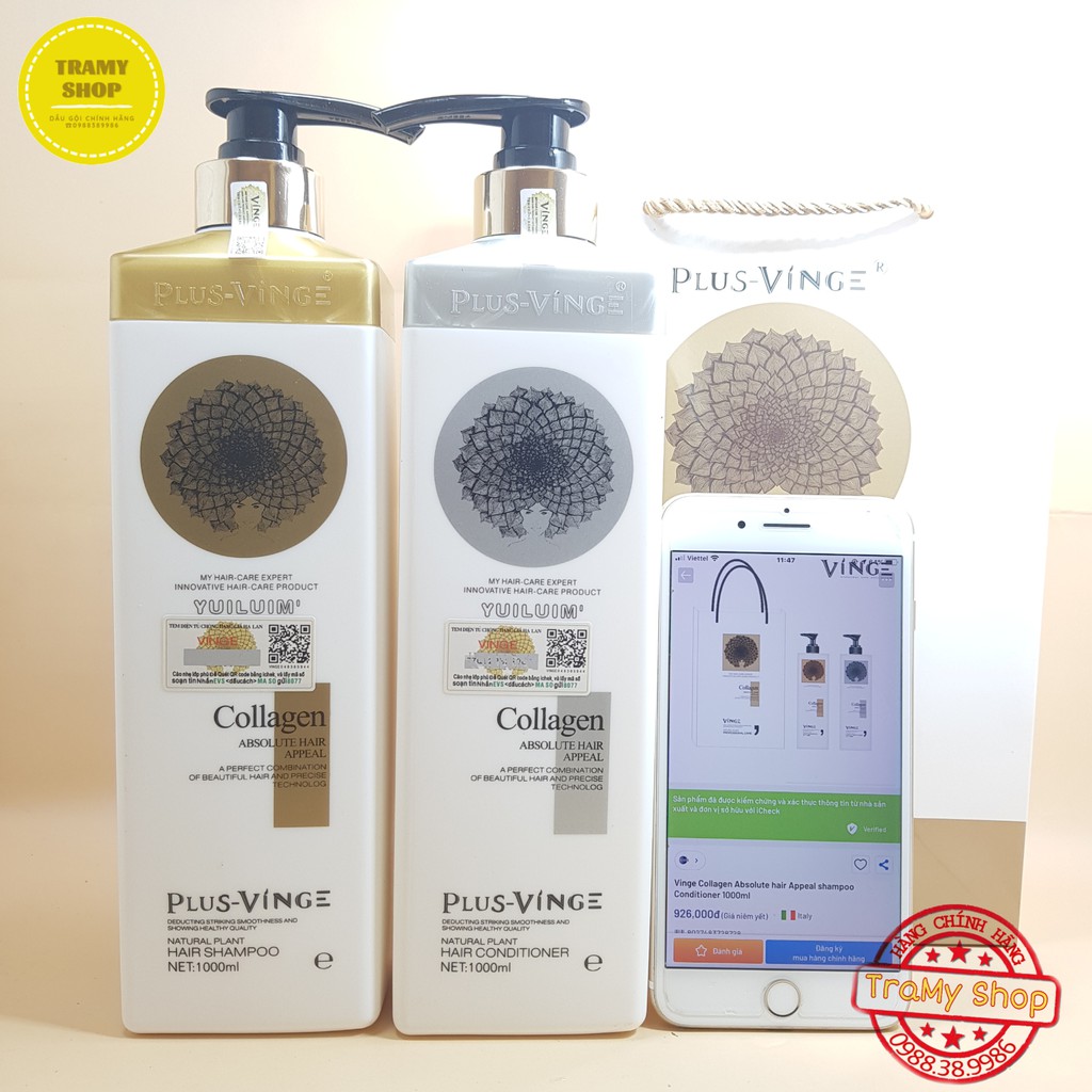 ♦️Freeship♦️ Cặp Dầu Gội Xả Collagen Vinge 1000ML mẫu mới | Siêu phục hồi mềm mượt, giữ màu tóc | BigBuy360 - bigbuy360.vn