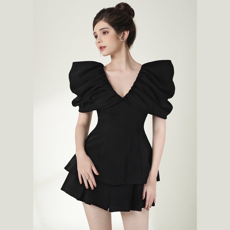 ÁO TAY PHỒNG CỔ V SANG CHẢNH - JENIE TOP