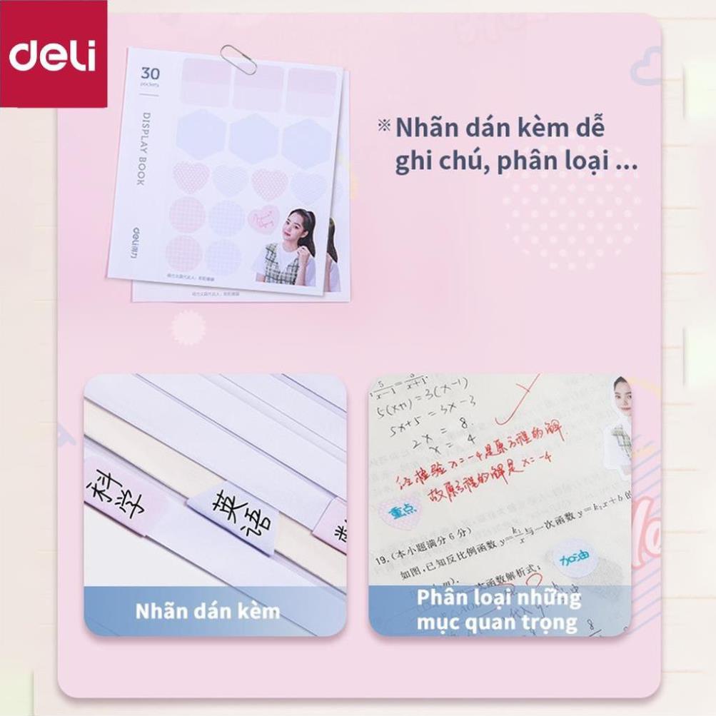 File lá học sinh A4 Deli - 30/40 lá - Xanh dương/Hồng/Trắng - 1 chiếc - 72493 / 72494