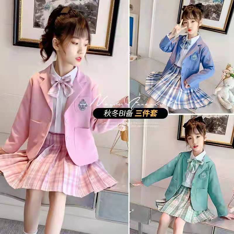 Bộ Đồng Phục Học Sinh Nhật Bản Ba Mảnh Kẻ Sọc Caro Phong Cách Mới 2021jk