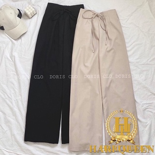 Quần Kaki Nữ Cullotus Cạp Cao Ống Rộng Nơ Eo Chất Vải Dày Dặn Mặc 4 Mùa HARIQUEEN