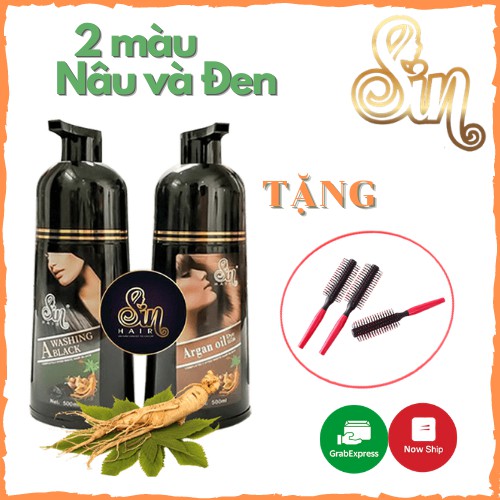 [CHÍNH HÃNG - GỘI LÀ ĐEN] Dầu Gội Nhân Sâm Sin Hair, Phủ Nâu Và Đen Cho Mọi Loại Tóc