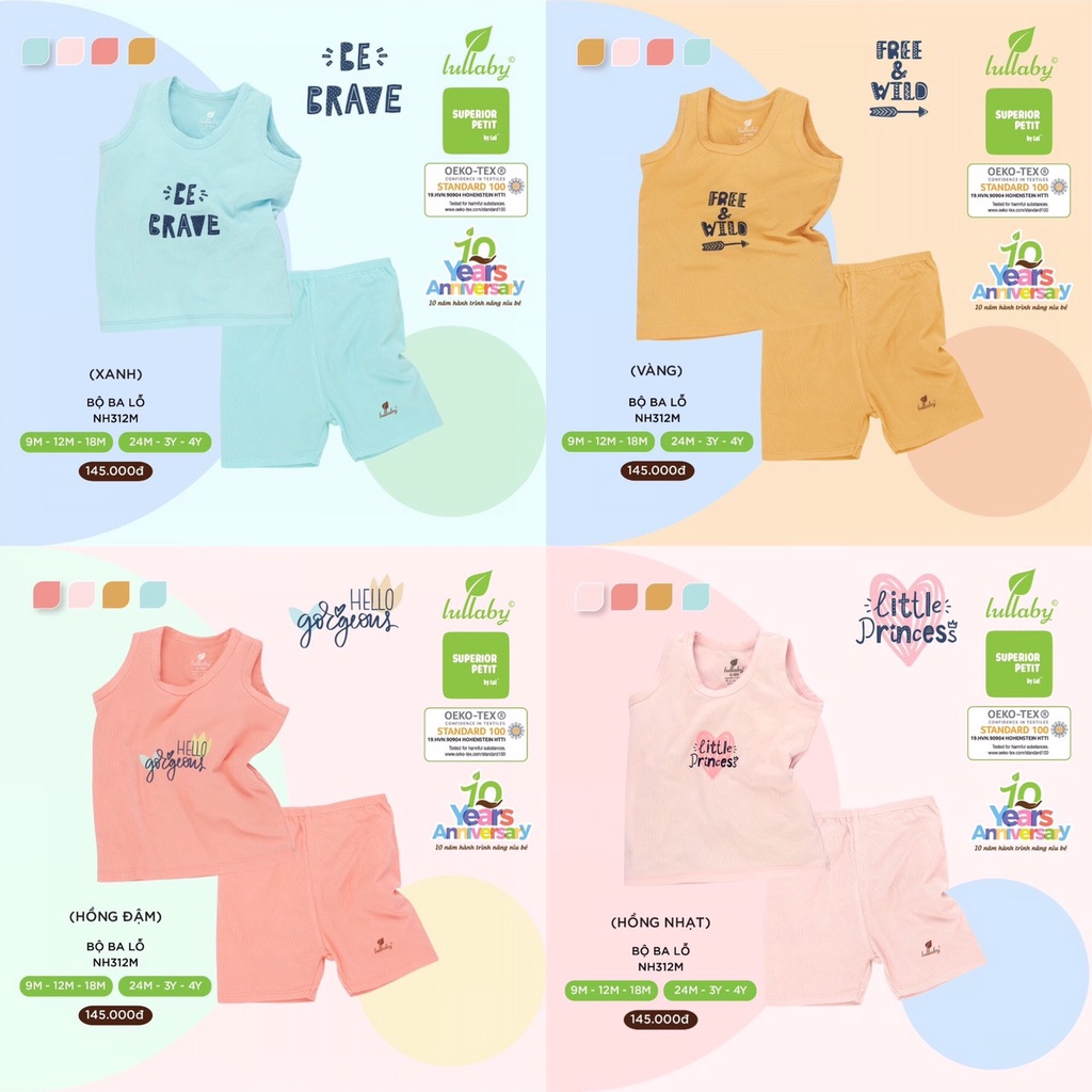 [ LULLABY 2022 ] Bộ ba lỗ chất liệu petit NH312M