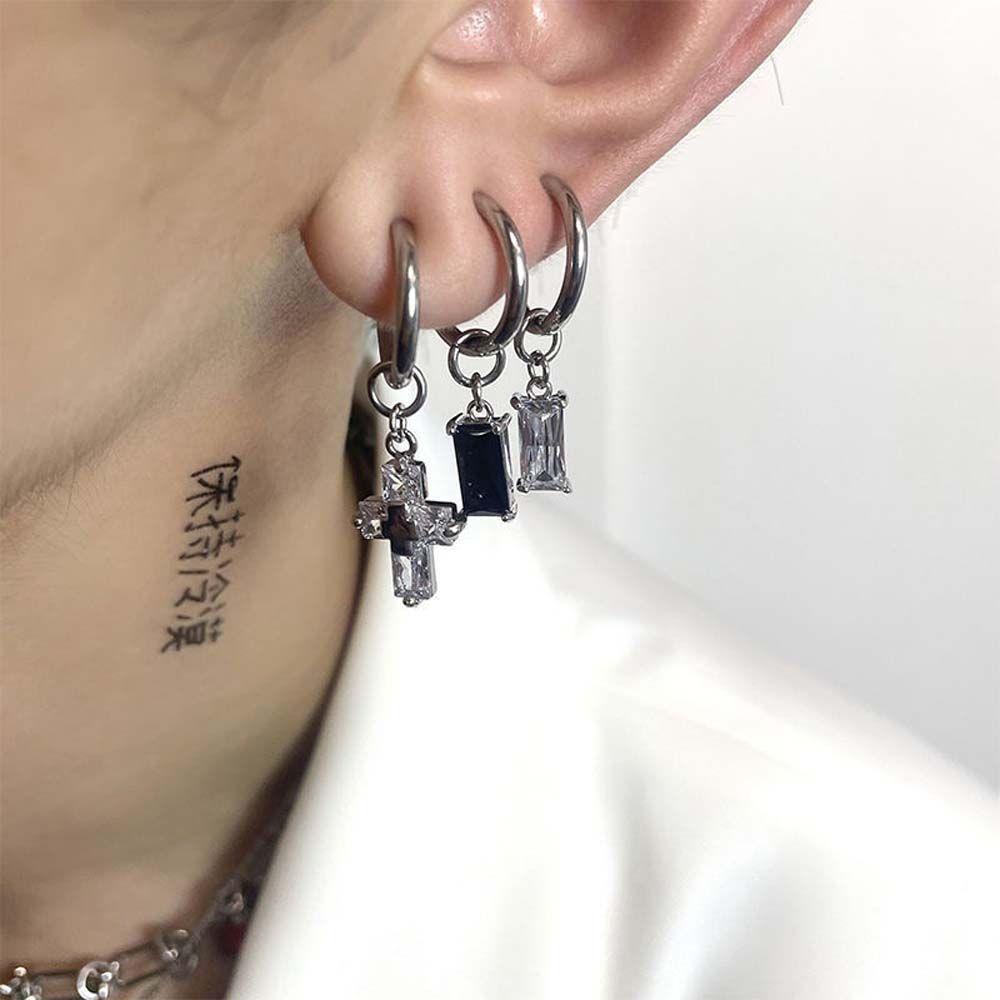 Bông Tai Tròn Phong Cách Gothic Punk Thời Trang Cho Nữ|Khuyên Tai Thép Titan Đính Đá Zircon Thời Trang