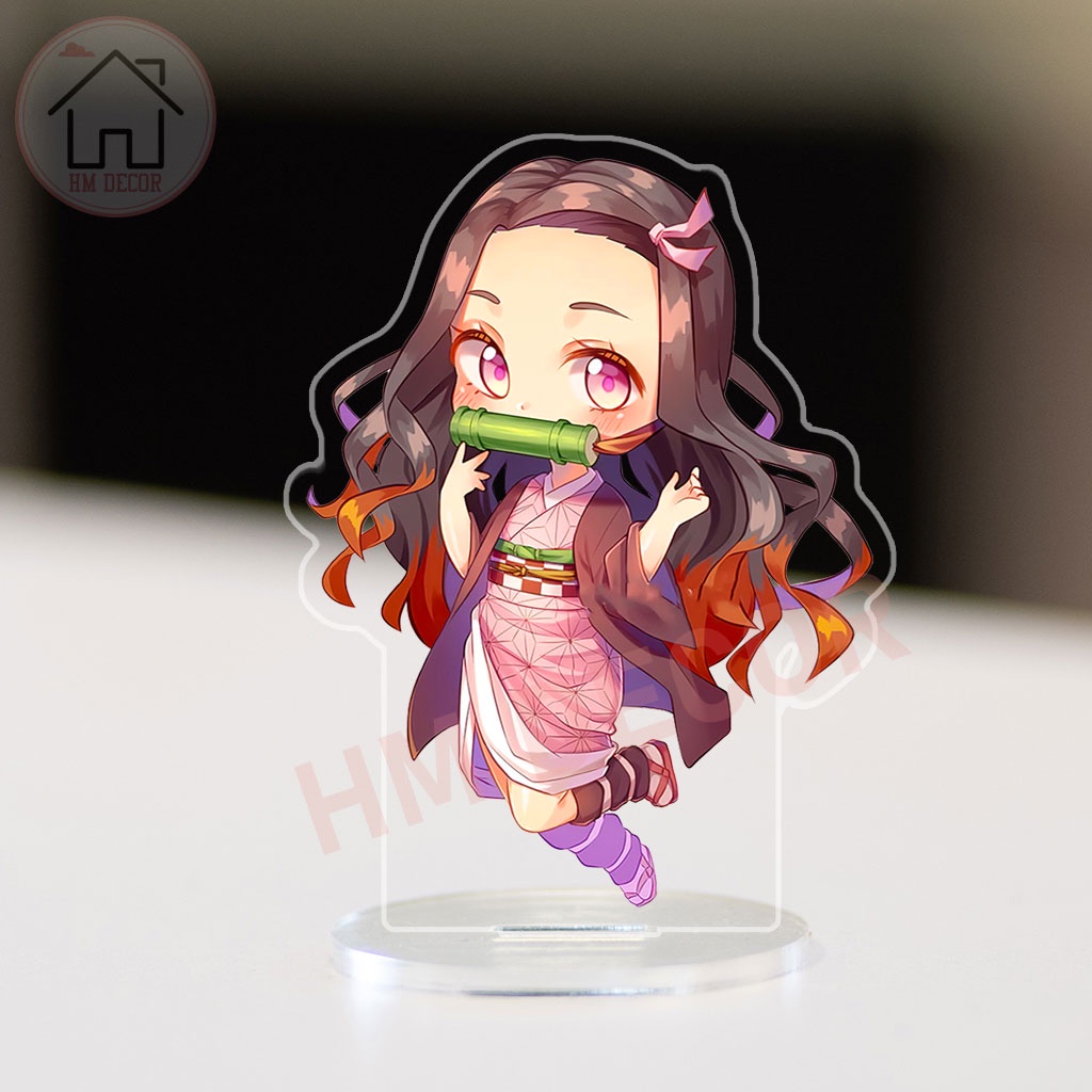 Mô hình nhân vật anime Demon Slayer Thanh Gươm Diệt Quỷ chibi bằng arcrylic decor góc học tập để bàn làm việc 8cm