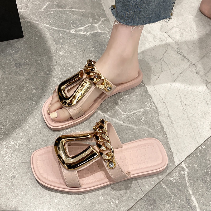 Dép Sandal Đế Xuồng Đính Ngọc Trai Thời Trang Mùa Hè Mới Dễ Phối Đồ