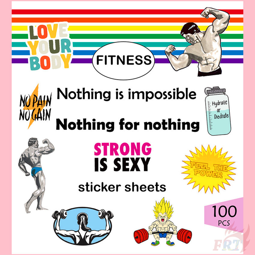 ❉ Miếng Dán Tập GYM Chất Lượng Cao ❉ Bộ 100 / 12 Sticker Chống Thấm Nước Thời Trang