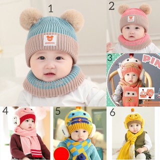 Set khăn nón len ngộ nghĩnh cho bé
