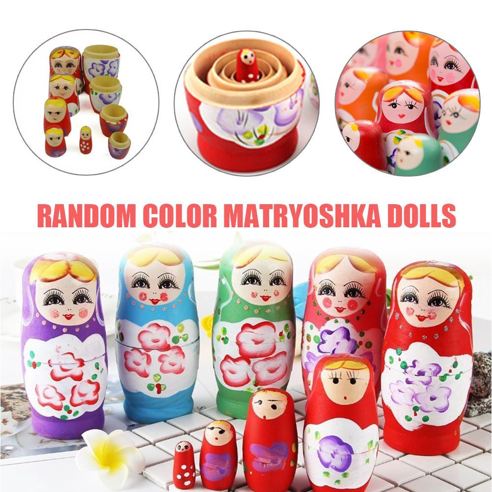 Set 5 mô hình đồ chơi búp bê Nga Matryoshka bằng gỗ từ nhỏ đến lớn có thể lồng vào nhau