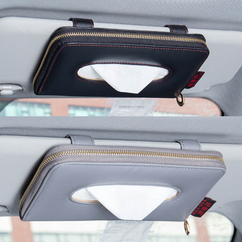 Hộp Đựng Khăn Giấy Bằng Da Gắn Kính Chống Nắng Xe Hơi Tiện Dụng