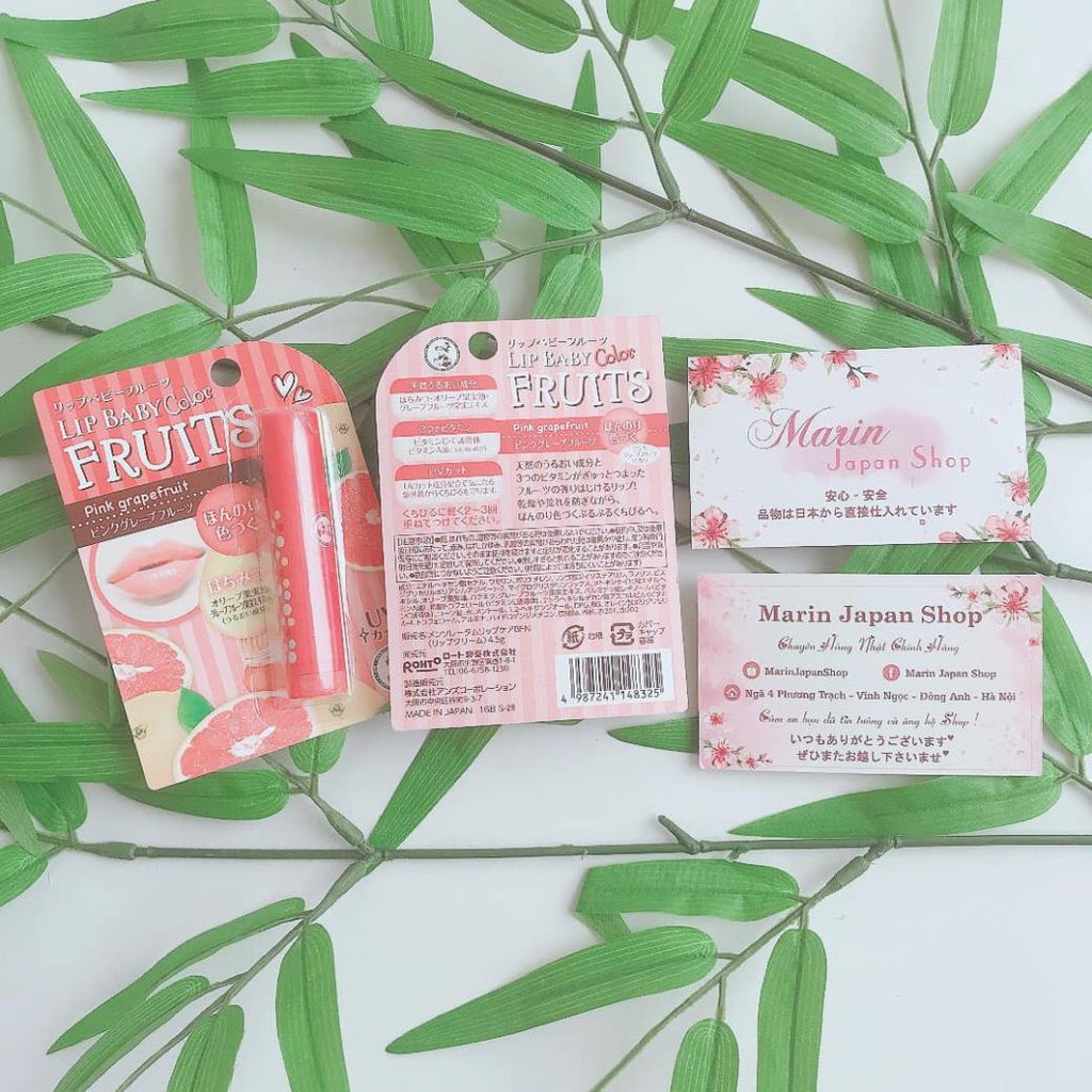 (SALE) Son dưỡng ẩm môi màu hồng, màu đỏ cam Mentholatum Lip baby Fruit vị Dâu và cam  Nhật Bản