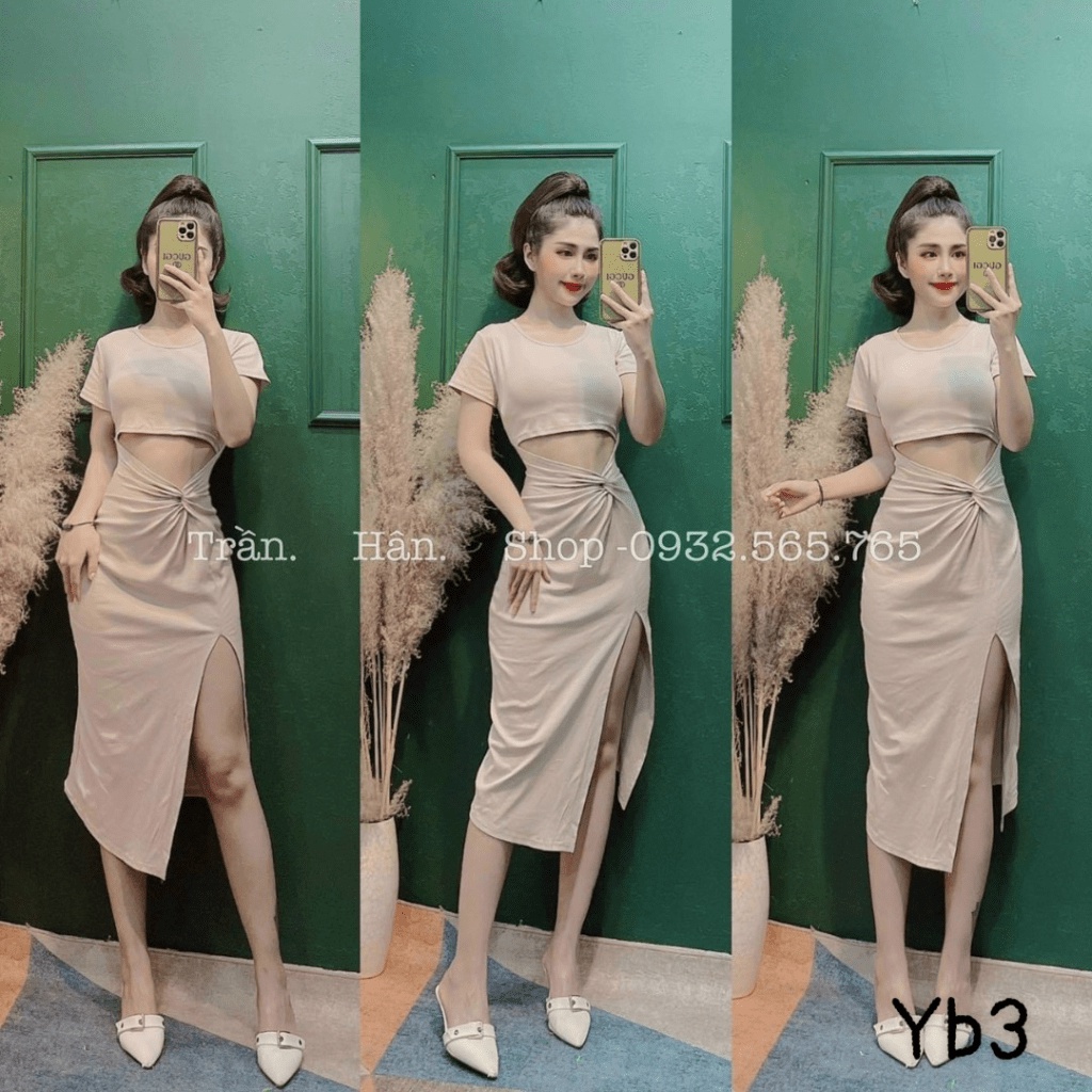 (MẪU MỚI) ĐẦM BODY KHOE EO XẺ ĐÙI TÔN DÁNG CỰC HOT PU HHP