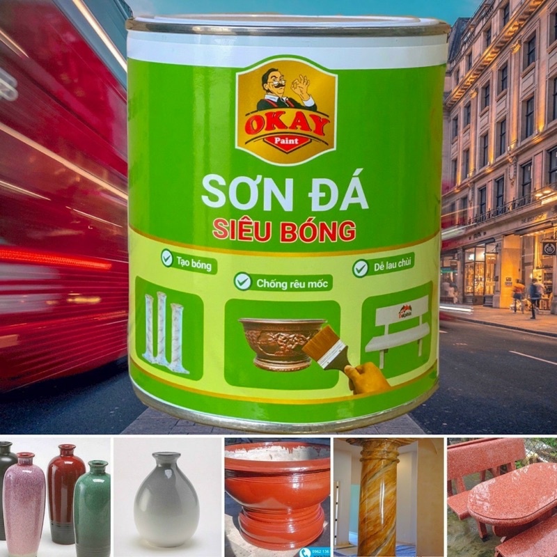 Sơn Đá Siêu Bóng OKAY ( Lon 400gr )