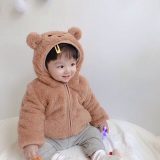 ÁO KHOÁC BÔNG TAI GẤU CHO BÉ YÊU (ẢNH THẬT)