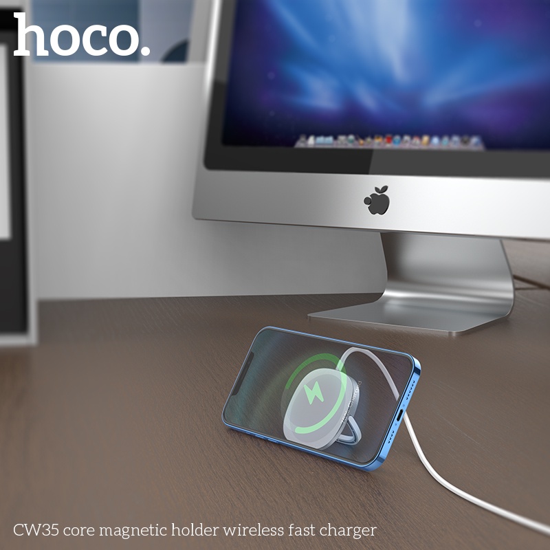 ĐẾ SẠC NHANH KHÔNG DÂY 15W KIÊM GIÁ ĐỠ ĐIỆN THOẠI - HOCO CW35