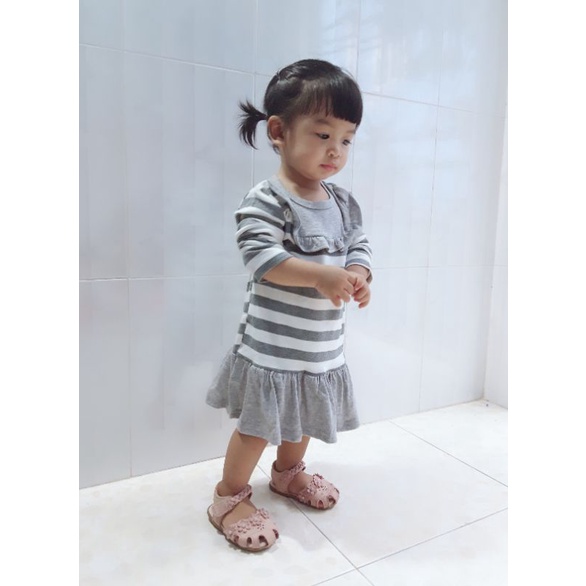 Váy tay dài bé gái hàng QC cao cấp  - Đầm thu đông cho bé