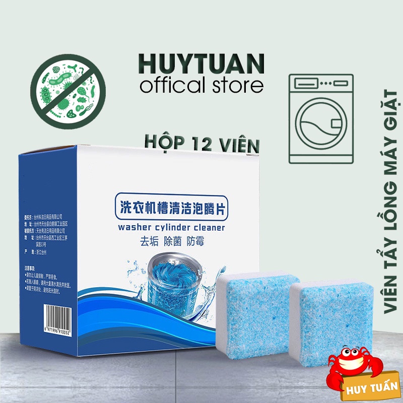 Hộp 12 Viên Tẩy Vệ Sinh Lồng Máy Giặt Diệt Khuẩn Hiệu Quả Viên Tẩy Lồng Giặt