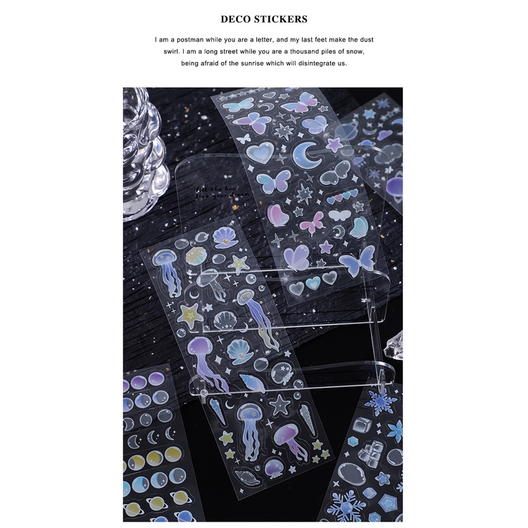 Sticker trang trí sổ hình trăng sao mây trời, hình dán trang trí sổ tay cá tính