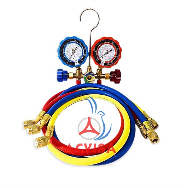 Bộ đồng hồ đo nạp gas đôi hãng Hongsen kèm dây HS-536C