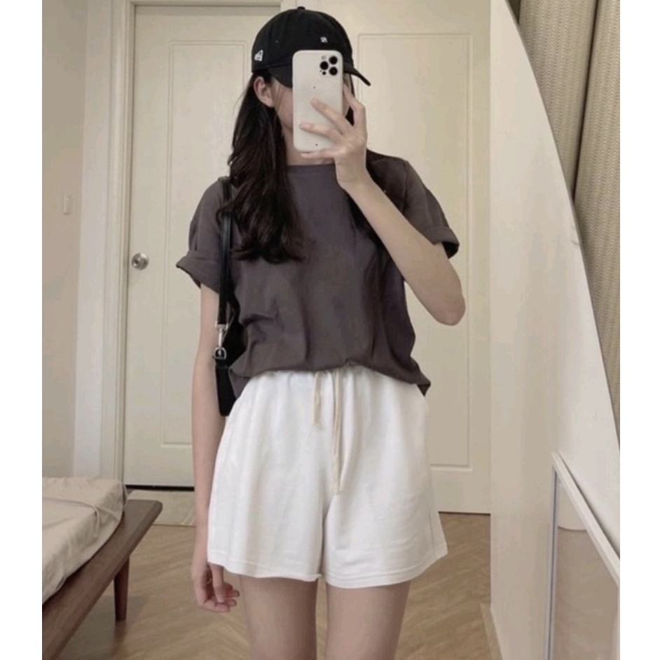 Quần Short Ngắn Thể Thao Quần Đùi Nữ Chất Nỉ Da Cá Dây Rút - Hanju