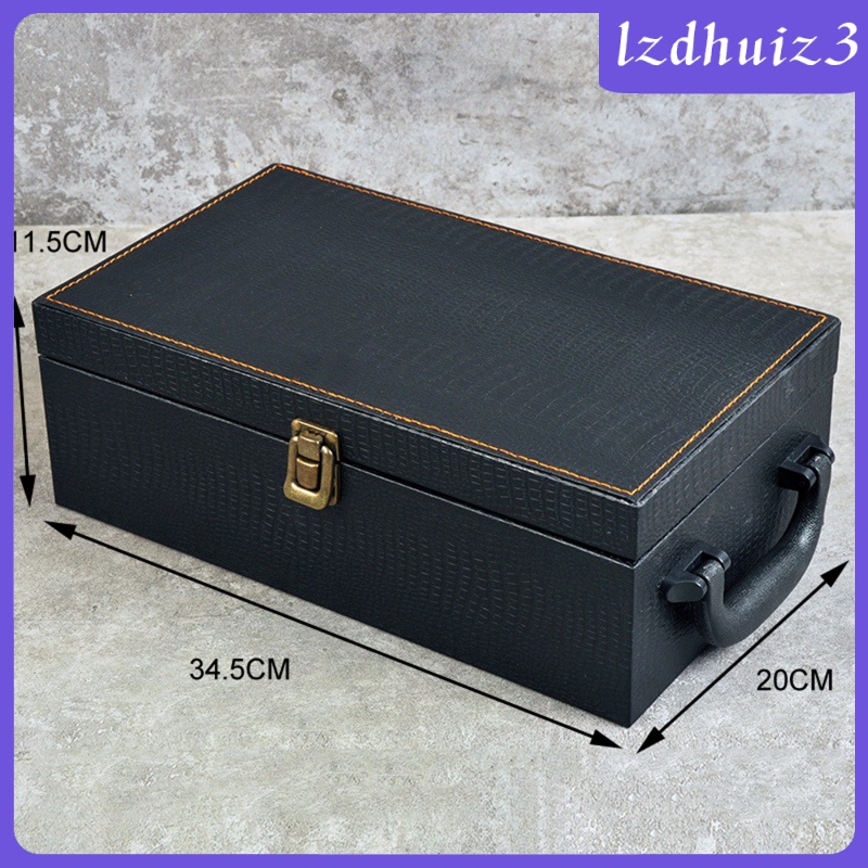 Hộp Đựng Thẻ Bài Bằng Da Pu Có Tay Cầm Và Khóa Cài Tiện Dụng